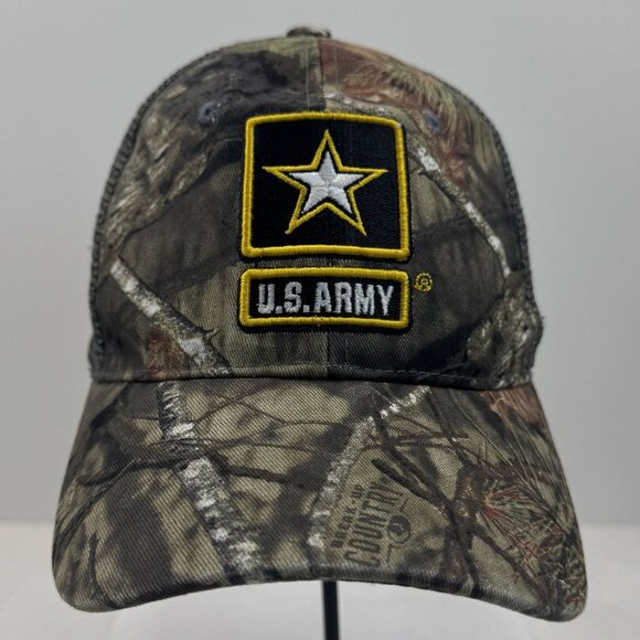 US Army Camo Trucker Hat Mesh Snapback Mossy Oak Adjustable Embroidered Logo OS - Picture 1 of 9